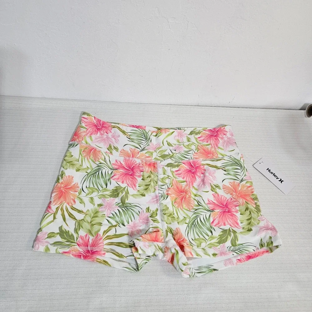 Hurley Womens Rash Guard and Swim Shorts Set Floral UPF 50 sz XL beach vacation - Picture 8 of 15